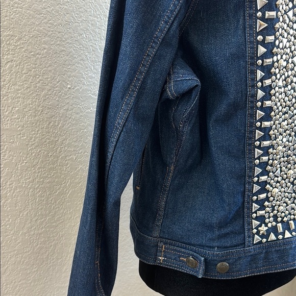 CUSTOM MADE Chaps Jean Jacket Harley-Davidson Rhinestone Studded Jacket - Picture 4 of 12